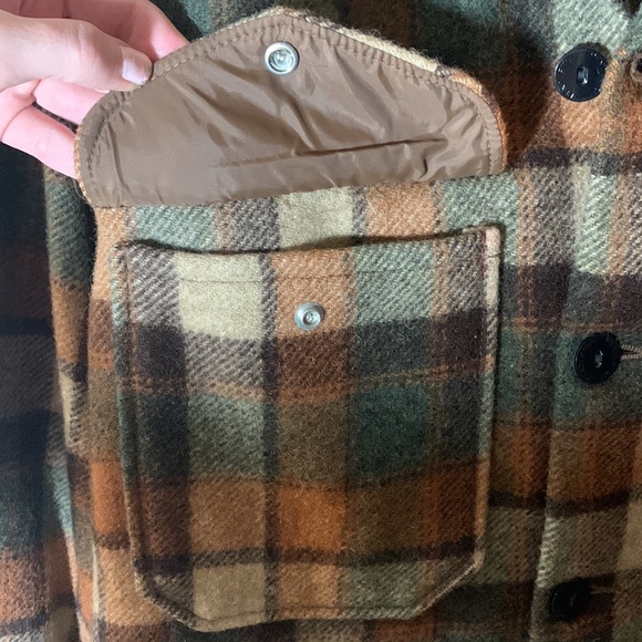 VTG 70’s Pendleton Woolen Mills OR Virgin Wool Xl Plaid Shacket Coat Warm Tones - Picture 15 of 17
